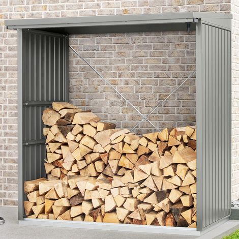 Hörmann Ecostar Metall Kaminholzregal Trend Typ 2, graualuminium, 181 x 103 x 198 cm (T x B x H)