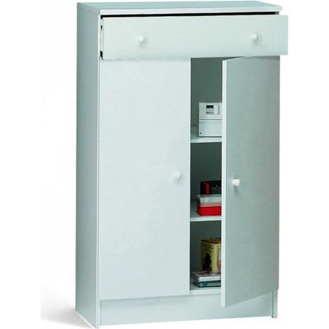 mobile portaoggetti con 2 ante 1 cassetto bianco liscio dimensioni 62x34x105 cm ideale per ingresso e arredo casa in MDF