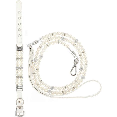 Conjunto de collar y correa ajustables para perros con perlas, 6 piezas para mascotas. (1/5)