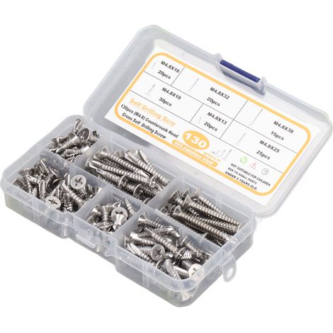 130 vis à tête plate cruciforme en acier inoxydable M4.8, autoperceuses, pour fibre de verre (1/5)