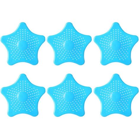 Cubierta de desagüe cuadrada, atrapador de cabello para filtro de ducha, colador de silicona anti-obstrucción de cabello con ventosas, adecuado para cocina de baño, azul (1/4)