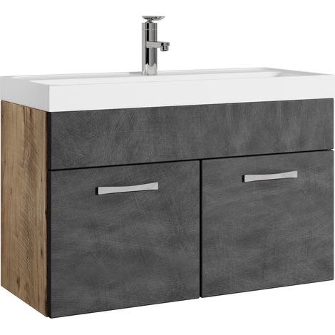 Conjunto de muebles de baño Paso 01 80 x 40 cm - Roble Castaño c