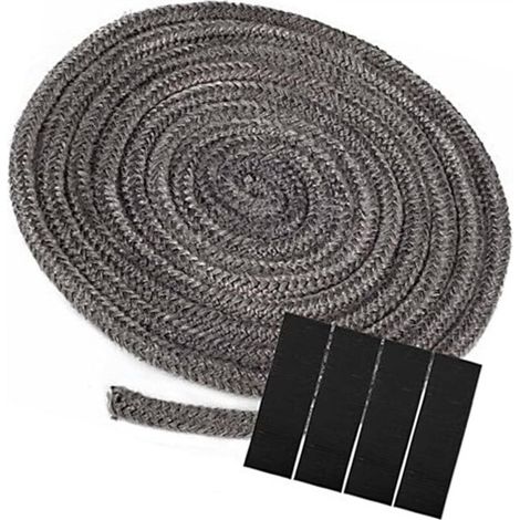 Cordon d'étanchéité pour cheminée, gris, rouleau de 20 mm x 3 m, en fibre de verre non toxique, joint remplaçable, pour cheminée et poêle à bois. (1/5)