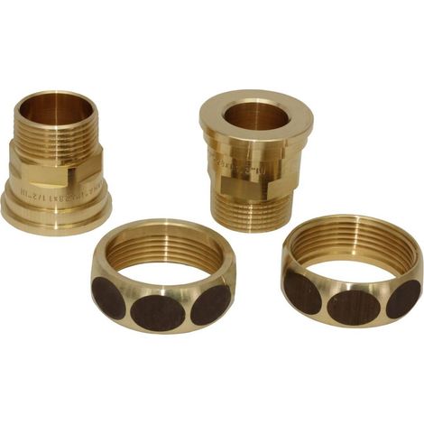 Pumpenverschraubungs-Set aus Messing, DN 25 AG 1 Zoll x DN 40 IG 1 1/2 Zoll