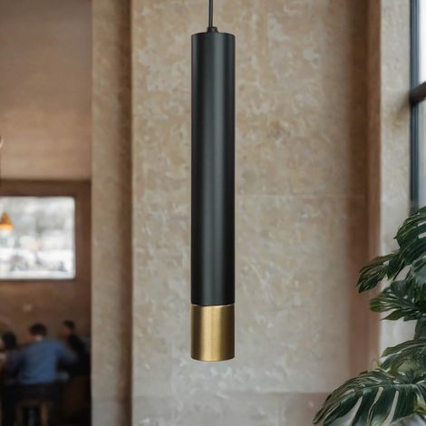 Hängeleuchte Schwarz Gold Ø 5,5 cm Metall Modern schmaler Lichtkegel GU10 Hängelampe Küche Esstisch