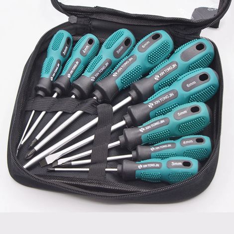 Destornillador manual con mango de PP aislado, herramienta de reparación para electricistas, herramienta multiusos, juego de 9 piezas (1/5)
