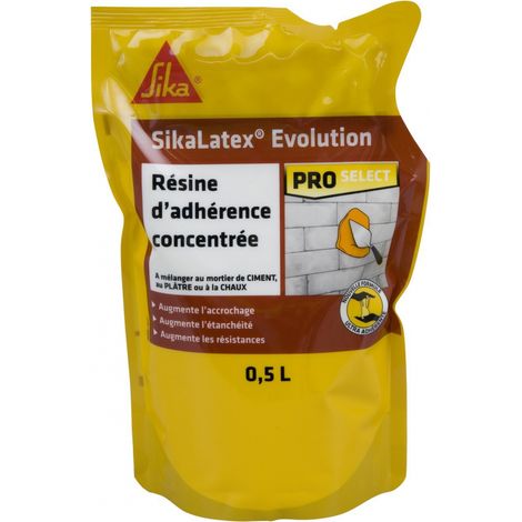 Résine d'adhérence concentrée SikaLatex Evolution 0,5L – Renforce l'adhérence et l'étanchéité – Pour mortiers, plâtres et chaux (1/6)