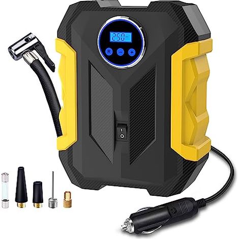 Compresseur À Air Numérique - 150 Psi - Affichage Digital - Éclairage Led - Pour Voiture Vélo Moto Suv - 12 V Cc (1/5)