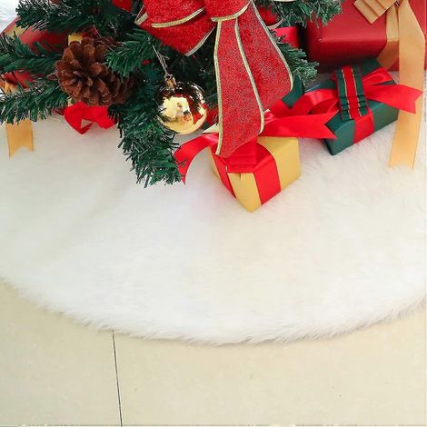 Dicke, runde Weihnachtsbaumdecke (124 cm Durchmesser), weichweiß (1/4)