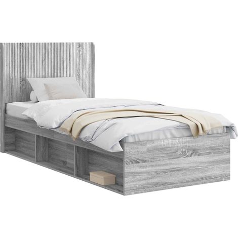 Bed Frame with Storage and Headboard Grey Sonoma 100 x 200 cm vidaXL (1/5)
