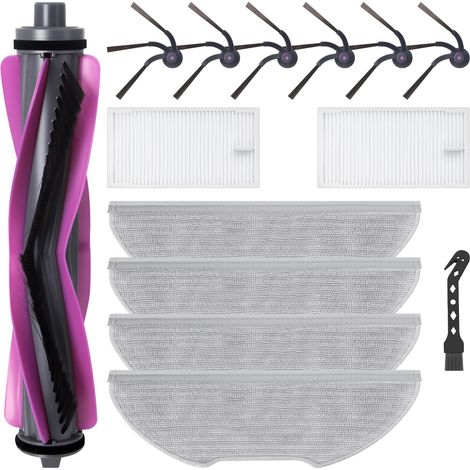 Kit d'accessoires pour EUREKA E20 Evo Plus Robot Aspirateur, 1 brosse principale, 6 brosses latérales, 2 filtres, 4 chiffons, 1 brosse de nettoyage (1/5)