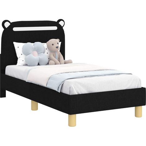 Toddler Bed Frame with Headboard Black 70 x 140 cm Fabric vidaXL