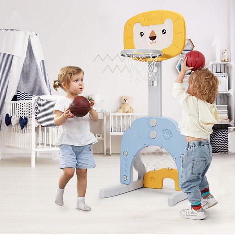 COSTWAY 3-in-1 Basketball Hoop Set Stand Toddler Basketball Hoop Indoor & Outdoor Toys (1/5)