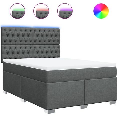 Maison Exclusive - Cama box spring con colchón tela gris oscuro 1 (1/5)