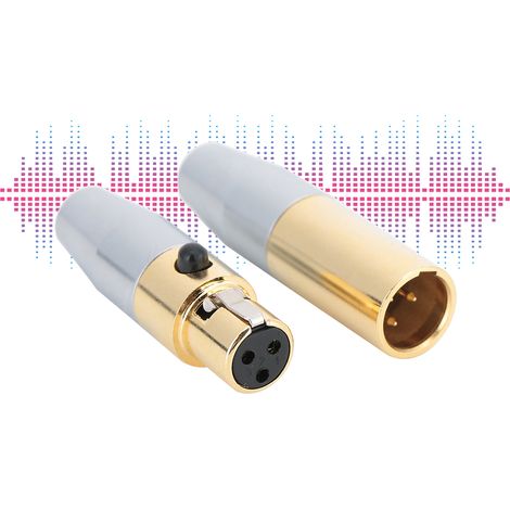 1 Paire de Connecteurs MINI XLR 3 Pôles Dorés pour Câbles Audio, Montage DIY (1/5)