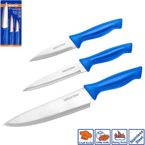 Ensemble de 3 couteaux de cuisine WADFOW (20 cm - 13 cm - 9 cm) en acier inoxydable