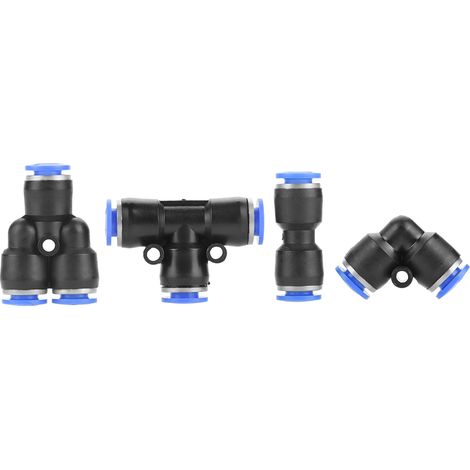 40 Pièces Raccord Rapide Pneumatique 6mm, Connecteur à Pousser pour Tuyau Air, 4 Formes Différentes (1/5)