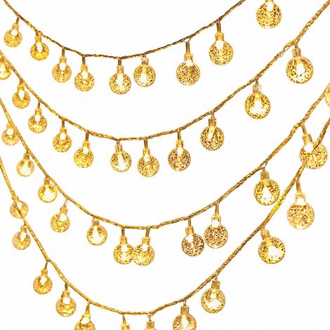 Guirlande Lumineuse LED Solaire 22 m 200 LED, Boules Bulles Cristal, Blanc Chaud, 8 Modes, Extérieur (1/5)