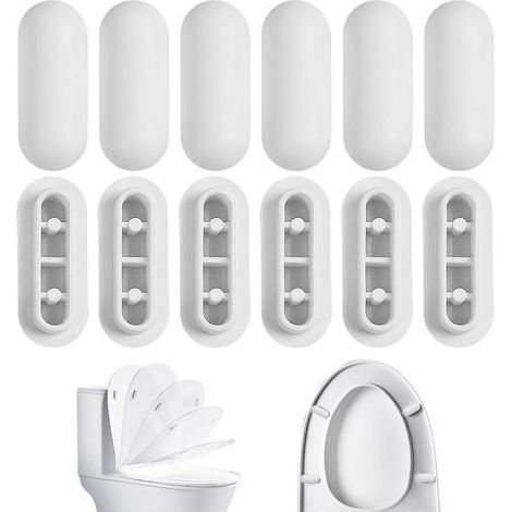 12 Pièces Tampon Universel pour Siège Toilette, Tampon Abattant WC, Patins pour Abattant WC, Pare Chocs de Siège de Toilette pour Maison Hôtel Restaurantant (1/5)