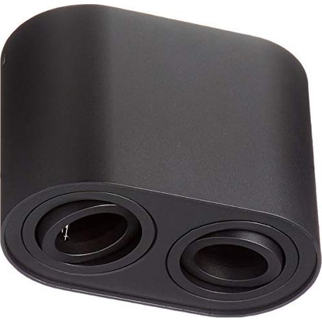 Plafoniera Interno Soffitto 2 Spots Orientabili Cilindro Nero Cookie GD Trio (1/4)