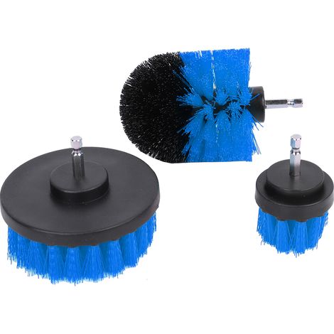 Lot de 3 brosses de nettoyage électriques pour perceuse, kit de récurage pour surfaces de salle de bain, bleu (1/5)