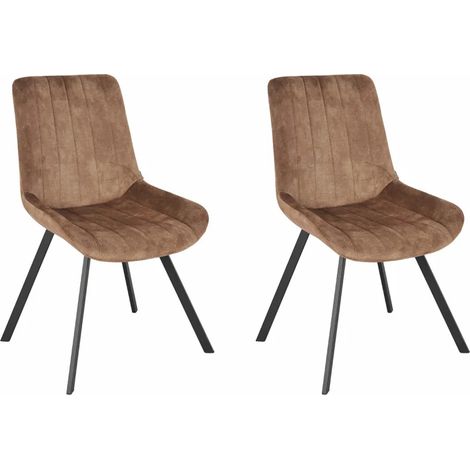 Lot 2 chaises en velours taupe rembourré et pieds métal - NANY 2 (1/5)