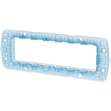 Supporto portafrutti 7 moduli 506 in plastica trasparente azzurro compatibile anche con BTicino Livinglight