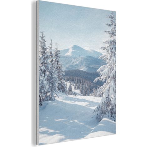 CUADRO ACÚSTICO Paisaje invernal - Naturaleza - Montaña - Árboles - Nieve Decoración de Pared 60x80 (1/5)