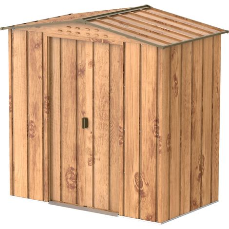 Duramax Top 6 x 4, capannone da Giardino in Metallo Senza Manutenzione e Resistente alle intemperie, Venatura del legno e Marrone (1/4)