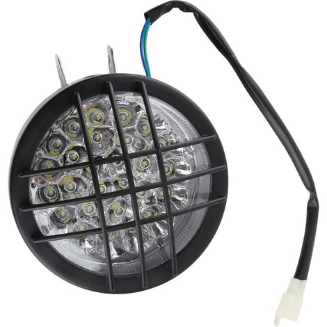 12V Motorradscheinwerfer mit Gitter, Fern-/Abblendlicht, ultrahell, universell für Roller und Motorräder (1/5)