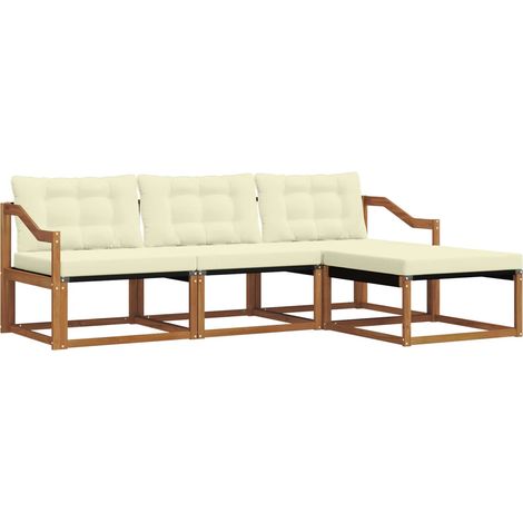 Conjunto de sofás de exterior con cojín 4 pcs Natural y Crema vidaXL (1/5)