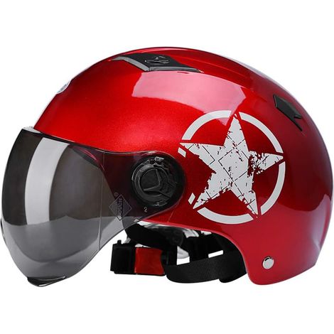 Casque électrique Adulte De Vélo, Casque De Vélo De Protection Amovible, Remplacement du Pare-Soleil Amovible, Casque De Vélo De Route De Montagne Réglable pour Hommes Et Femmes Adultes-Rouge