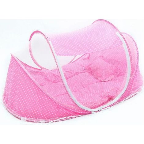 Tente Moustiquaire Bébé pliable avec matelas - Rose