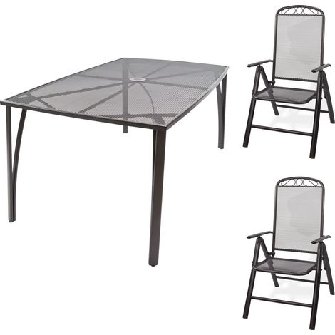 Gartenmöbel Streckmetall 1 x Tisch 150x90x72 + 2 x Stuhl Set Garten Sitzgruppe (1/5)