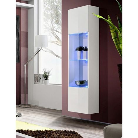 Vitrine LED Murale Design "Fly C3" 170cm Blanc (1/4)