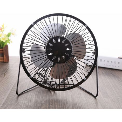 Mini ventilateur de bureau 4 pouces, rechargeable par USB, en métal, petit ventilateur de refroidissement personnel noir (1/5)