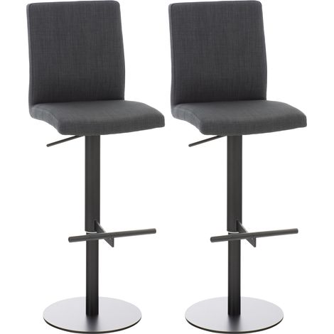 Set di 2 sgabelli da bar Cadiz rivestimento in tessuto nero grigio scuro