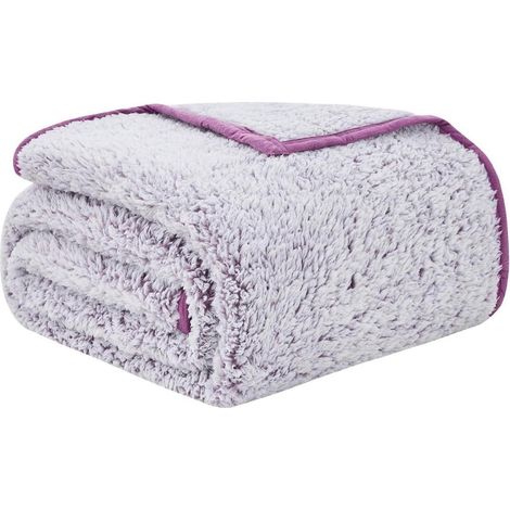 Kuscheldecke Sherpa wendbar 152x203cm Sofadecke 150 x 200cm 07-lila (1/5)