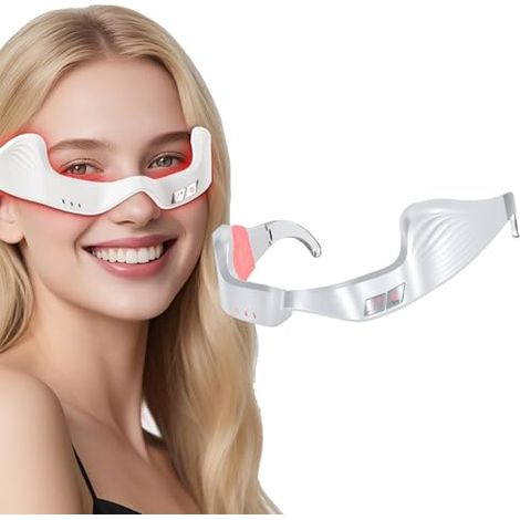 Appareil de luminothérapie rouge pour les yeux : design 3D contour réduit les cernes, les poches et les ridules, masseur oculaire à microcourant doux, rechargeable. (1/5)