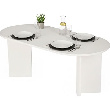 Mesa Fija Monterano, 6 Plazas, Forma Ovalada, Peso Soportado 70 kg, 180x89.5x75h cm Blanca