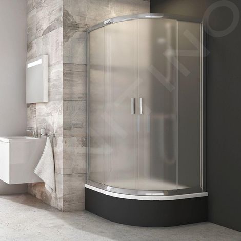 Ravak Blix - Cabine de douche quart de rond en quatre parties BLCP4-80 Sabina, 78-80 cm, aluminium brillant/verre Grape 3B240C40ZG (1/5)