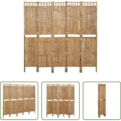 Cloison en bambou - Cloison de séparation 5 panneaux Bambou 200x180 cm (1/5)