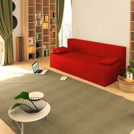 Baldiflex Divano Letto Morbido TreTris 3 Posti che diventa 3 Posti letto colore Rosso Cardinale (1/4)