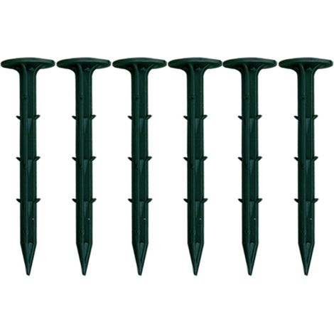 Clou de fixation pour jardin - modèle Cône Pro - plastique robuste 11cm - 6 pièces vert/ noir (1/5)