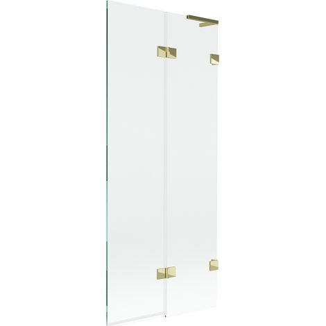 Mexen Lunar L Badewannenwand 2-flügelig rechts 80 x 150 cm, transparent, gold - 897L-080-100-50-00-P (1/5)