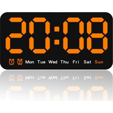 Grande Horloge Murale Numérique LED - Gros Chiffres, Double Alarme, 3 Niveaux de Luminosité (1/5)