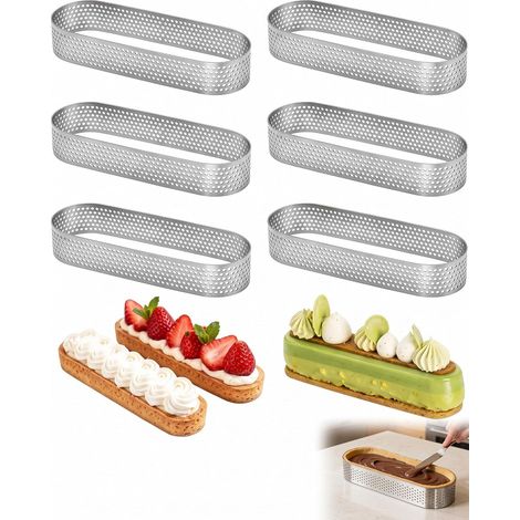Lot de 6 Cercles à Pâtisserie (9,5x2,6x2 cm) - Design Perforé Pour Circulation Vapeur Et Démoulage Propre De Mousse, Quiches Et Entremets Français (1/5)
