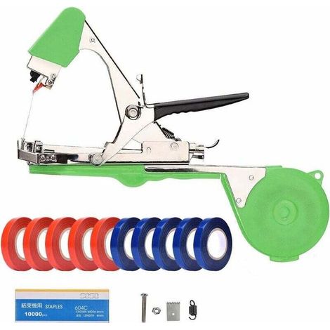 YMYNY Attache Tuteur Machine pour Les Raisins, Les Framboises, Les Tomates, Y Compris Les Bandes, Les Agrafes Et Les Lames de Rechange (Vert) (1/4)