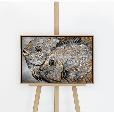 Gemälde Magische Fische Rahmen Gold 60x40 cm (1/5)