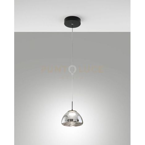 LUCILLE SOSPENSIONE FUME' 1 LUCE IN VETRO A LED CCT 2700K - 3000K - 4000K- 8W - 750 lm DIMMERABILE